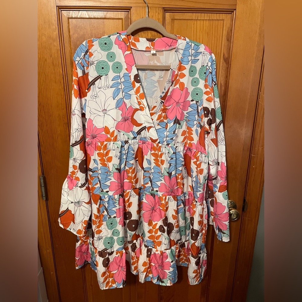SHEIN Floral Print Midi Dress - Multicolor